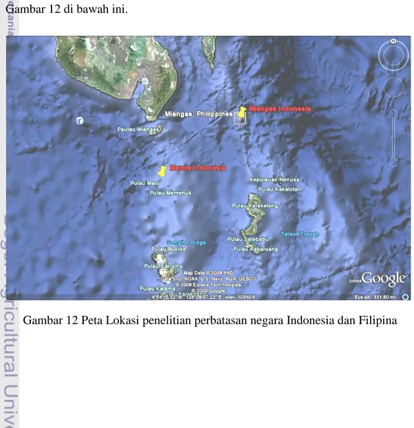 Gambar 12 Peta Lokasi penelitian perbatasan negara Indonesia dan Filipina 