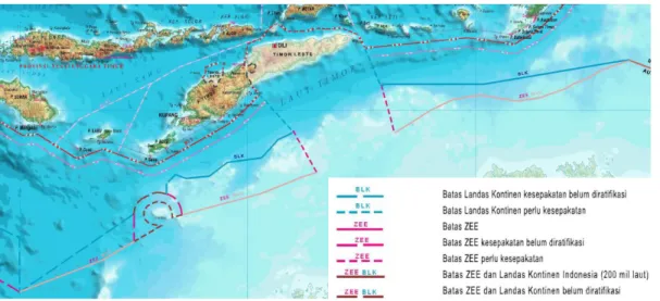 Gambar I.12. Garis batas Indonesia dan Austalia di Laut Timor (BIG, 2012) 