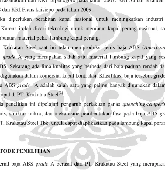 Tabel 1. Hasil pengujian komposisi ABS grade A as-rolled. 