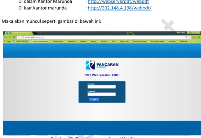 Gambar 12. Tampilan menu login WebPdt 