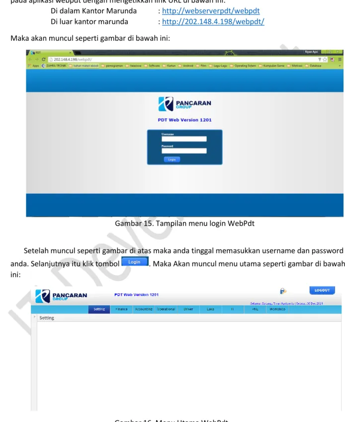 Gambar 15. Tampilan menu login WebPdt 