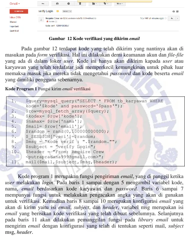 Gambar  12 Kode verifikasi yang dikirim email 
