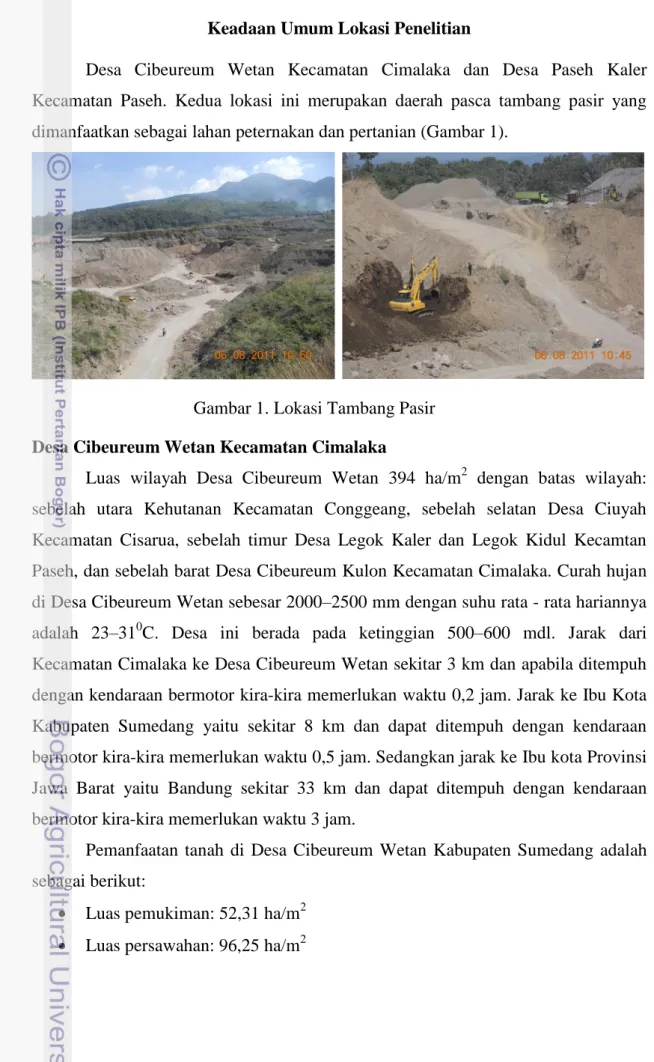 Gambar 1. Lokasi Tambang Pasir  Desa Cibeureum Wetan Kecamatan Cimalaka 