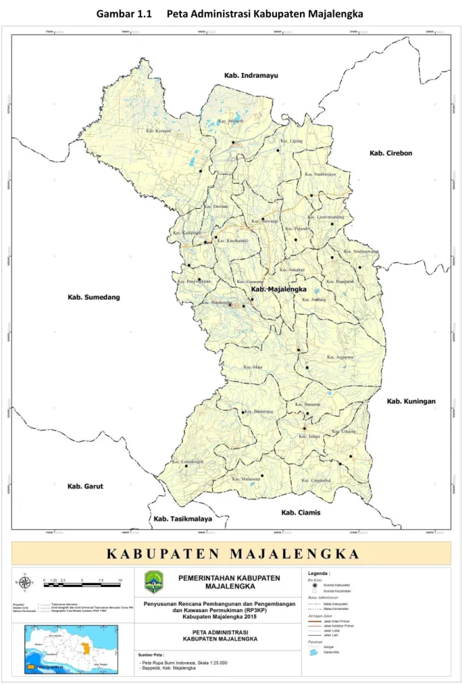 Gambar 1.1  Peta Administrasi Kabupaten Majalengka 