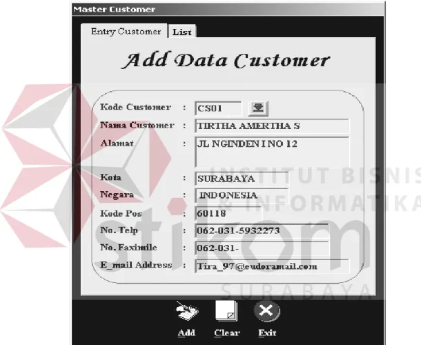 Gambar 4.11 Tampilan Form Master Customer 