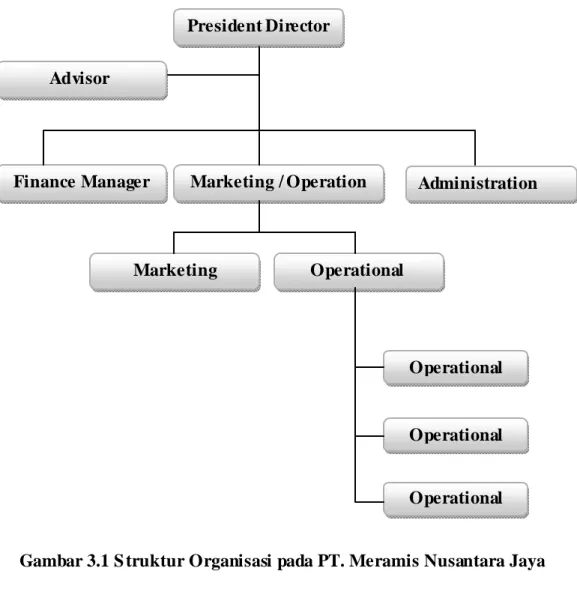Gambar 3.1 S truktur Organisasi pada PT. Meramis Nusantara Jaya  Sumber: Marketing Manager PT