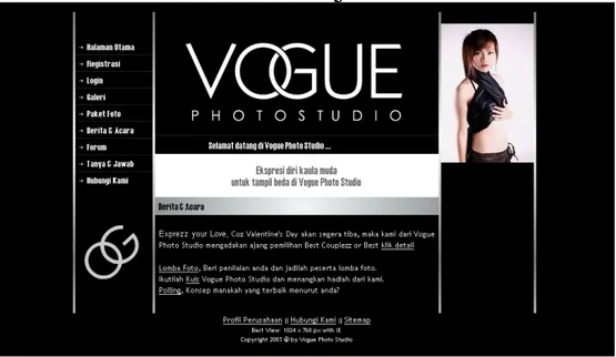 Gambar 6 Halaman Utama Website Vogue Photo Studio 