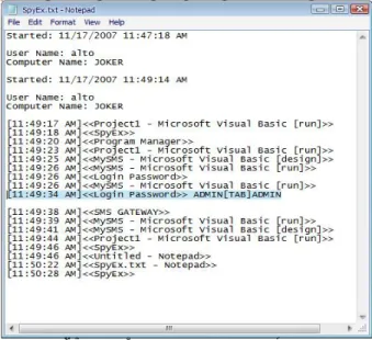 Gambar 2: SpsEx.txt sebelum memakai AntiKeyLogger 