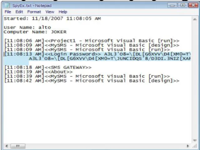 Gambar 3:  SpyEx.txt Setelah Memakai AntiKeyLogger 
