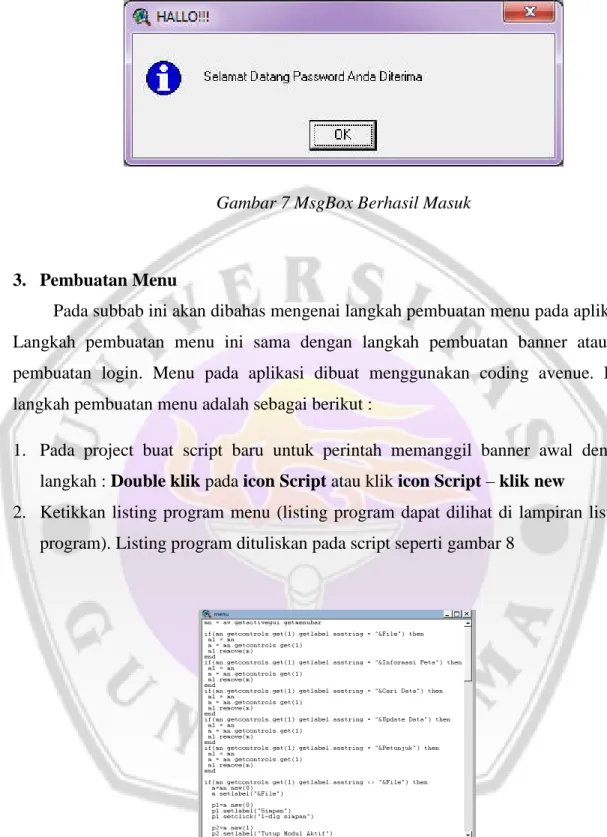 Gambar 7 MsgBox Berhasil Masuk