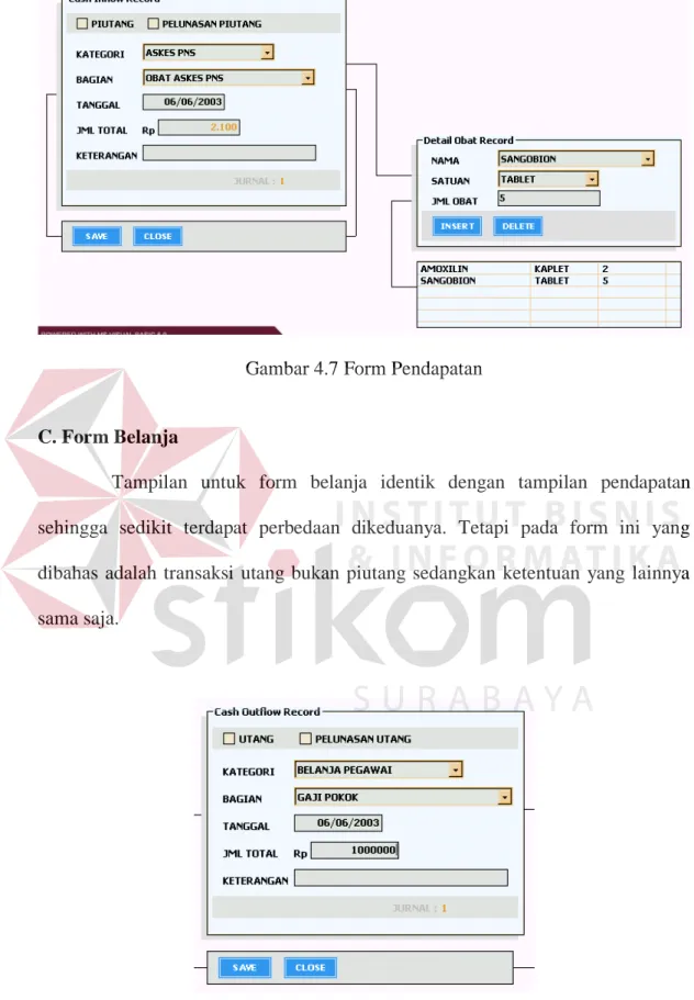 Gambar 4.8 Form Belanja 