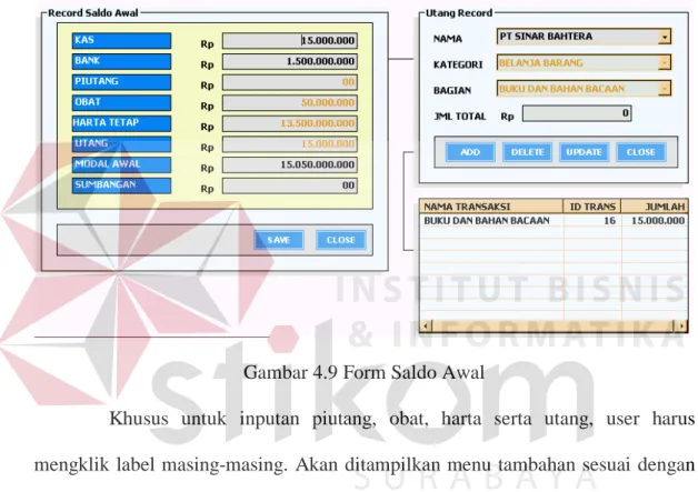 Gambar 4.9 Form Saldo Awal 