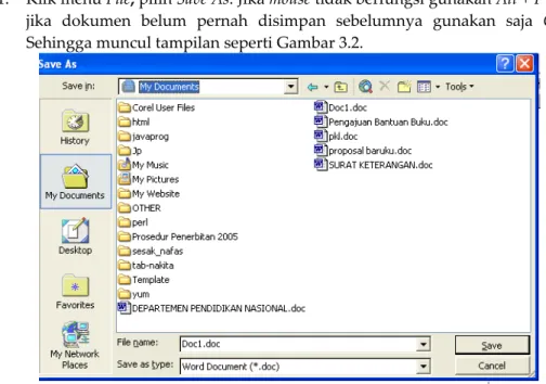 Gambar 3.2 Kotak dialog penyimpanan