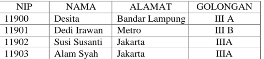 Tabel 3.1 Biodata pegawai 