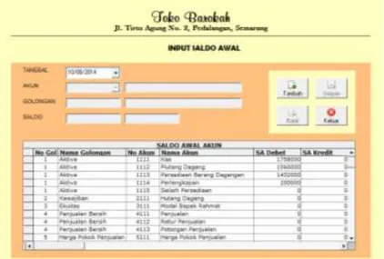 Gambar 19 Tampilan Form Menu Input Saldo Awal  Sumber: Data primer  