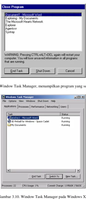 Gambar 3.9. Window Task Manager, menampilkan program yang sedang running