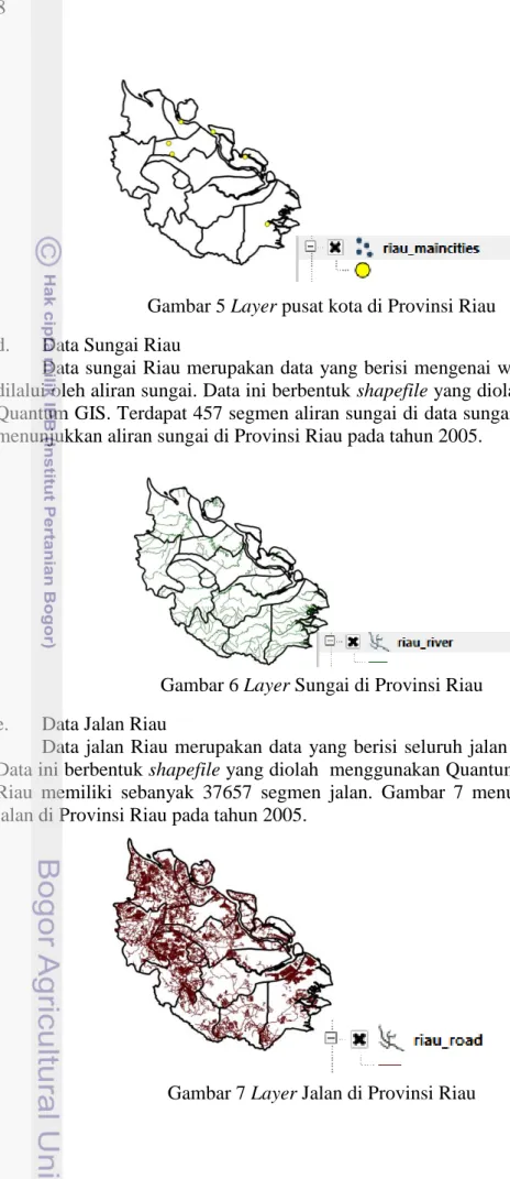 Gambar 5 Layer pusat kota di Provinsi Riau  d.  Data Sungai Riau 