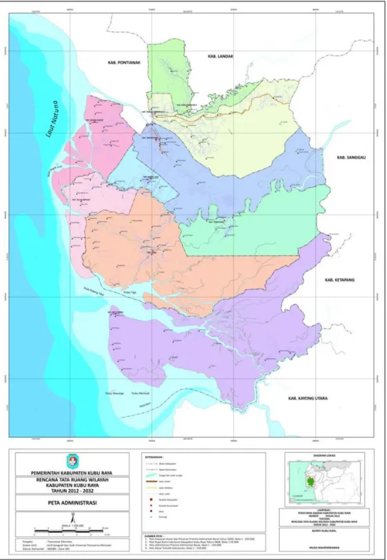 Gambar 3. 1.  Peta  Administrasi Kabupaten Kubu Raya 