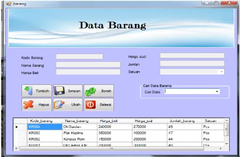 Gambar 3.8 Tampilan Form Input Barang  Form Input Data Pelanggan 