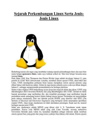 Sejarah Perkembangan Linux Serta Jenis- Jenis Linux