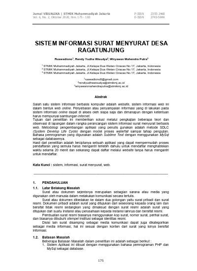 Sistem Informasi Surat Menyurat Desa Ragatunjung