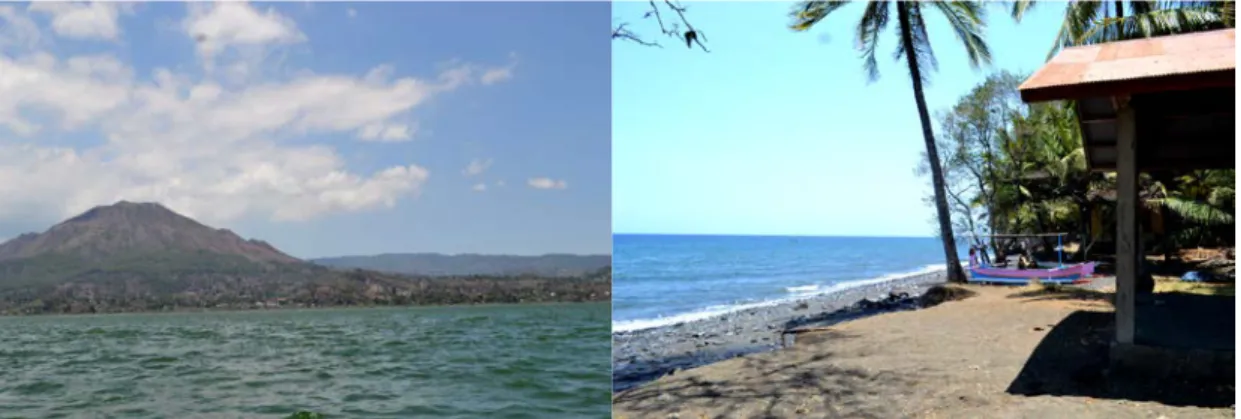 Gambar 2. Gunung Batur dan Pantai Julah merupakan lanskap  regional Bali 
