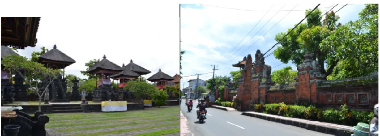 Gambar 7. Natah sebagai  orientasi dari bangunan-bangunan  pelinggih yang ada di sebuah pura di  Denpasar, dan telajakan  memberikan pandangan  yang lebih luas.