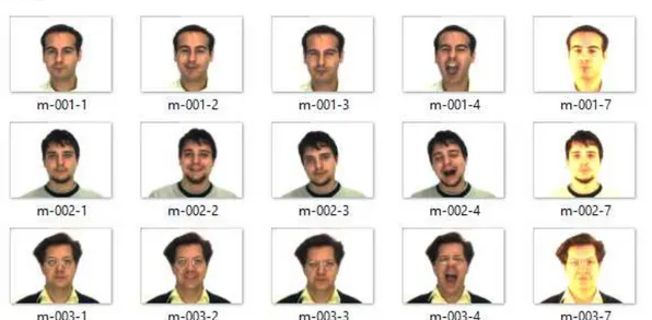 Gambar 2.2 Ekspresi dari beberapa Objek pada AR Face Database 