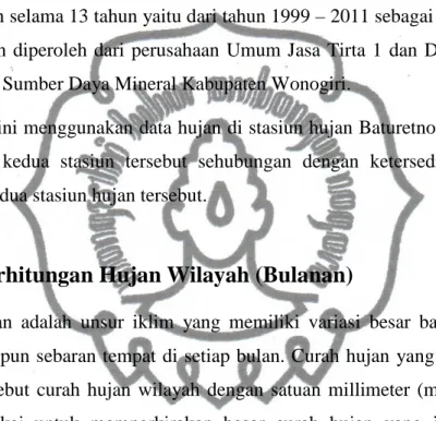 Tabel 4.1 Tabel Hujan Wilayah (bulanan)  Januari 