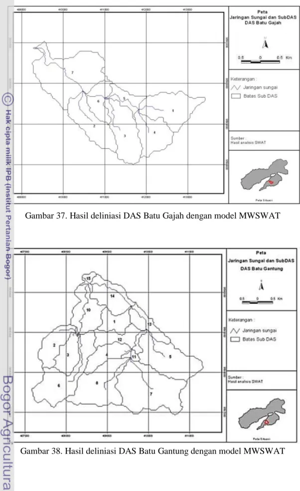 Gambar 37. Hasil deliniasi DAS Batu Gajah dengan model MWSWAT 
