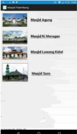 Gambar 4.2 Daftar masjid bersejarah di Palembang 