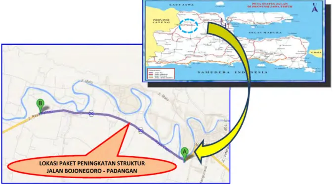 Gambar Lokasi Pekerjaan Ruas Jalan Bojonegoro – Padangan Km.Sby 113+100  s/d Km.Sby 124+600