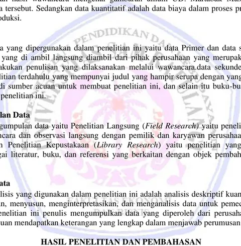 Tabel 1. Data Produksi UD Martabak Mas Narto Bulan Januari 2014 