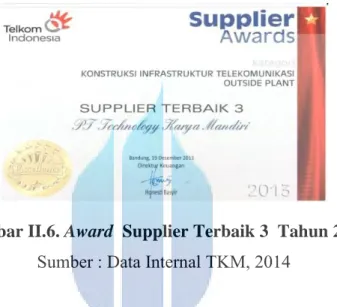 Gambar II.6. Award  Supplier Terbaik 3  Tahun 2013  Sumber : Data Internal TKM, 2014 