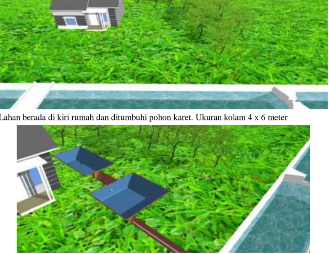 Gambar 4. Rancangan pembangunan kolam rawa gambut skala kecil di ttitik 2  c.  Titik 3 di Kiri Kanal (perkebunan karet dan Sagu) 