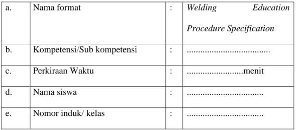 Tabel 3. Welding Education Procedure Specification 