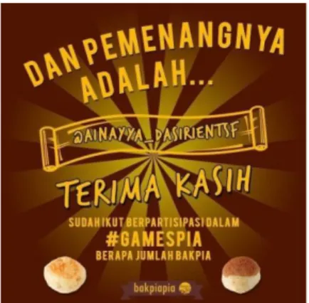 Gambar 3.13. Pemenang Kuis Bakpiapia Djogja 