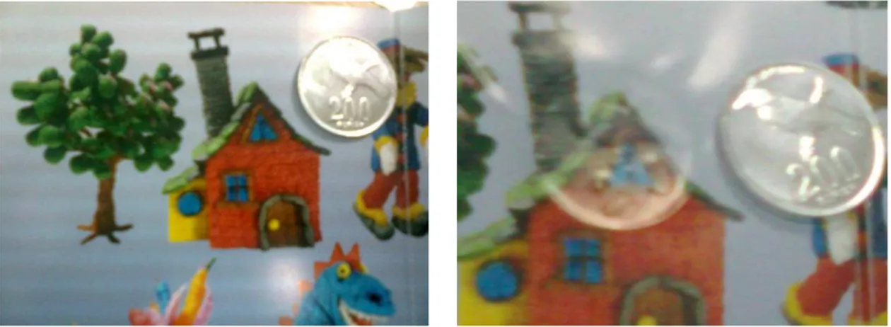 Gambar 1.a. Koin yang akan dibuat watermarknya dan gambar pada selembar kertas bergambar Gambar 1.b