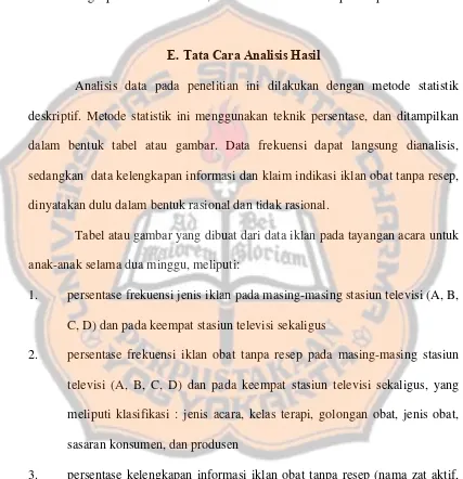 Tabel atau gambar yang dibuat dari data iklan pada tayangan acara untuk 