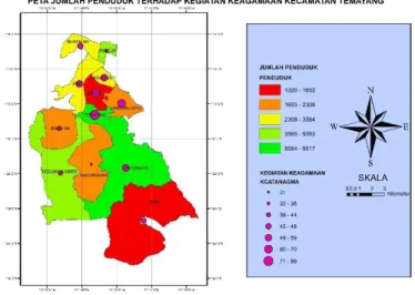 Gambar 1 Peta Jumlah Penduduk terhadap Kegiatan Keagamaan Kecamatan  Temayang 
