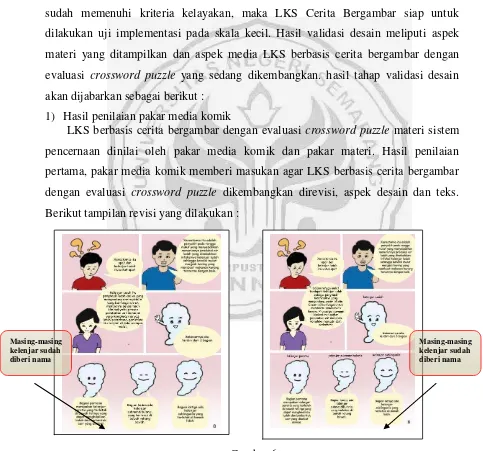 Gambar 6. Tampilan produk LKS sebelum dan sesudah  revisi 1 