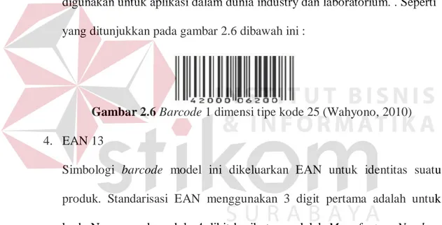 Gambar 2.5 Barcode 1 dimensi tipe kode 128 (Wahyono, 2010)  3.  Code 25 (Interleaved) 