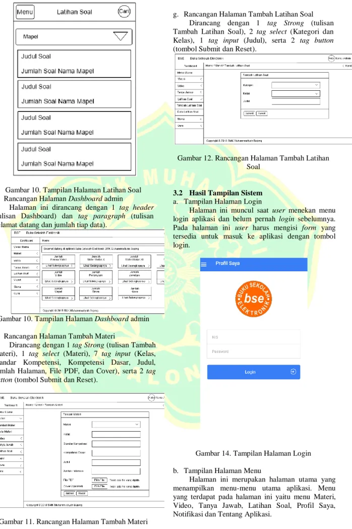 Gambar 10. Tampilan Halaman Latihan Soal  e.  Rancangan Halaman Dashboard admin 