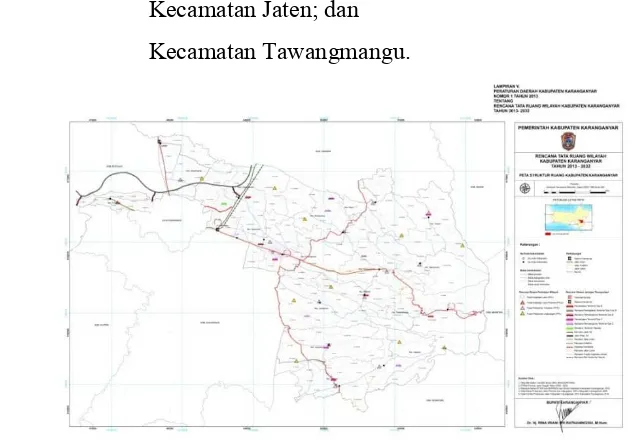 Gambar 3 . 6Peta Struktur Ruang Kabupaten Karanganyar Sumber : Bappeda Kabupaten Karanganyar 