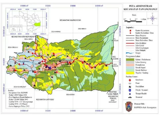 Gambar 3 . 7 Peta Administratif Kec. Tawangmangu 
