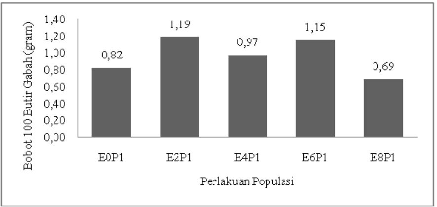 Gambar 3. Bobot 100 Butir Gabah pada Perlakuan Populasi E. crus-galli 