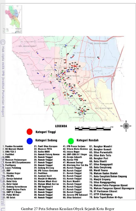 Gambar 27 Peta Sebaran Keaslian Obyek Sejarah Kota Bogor 