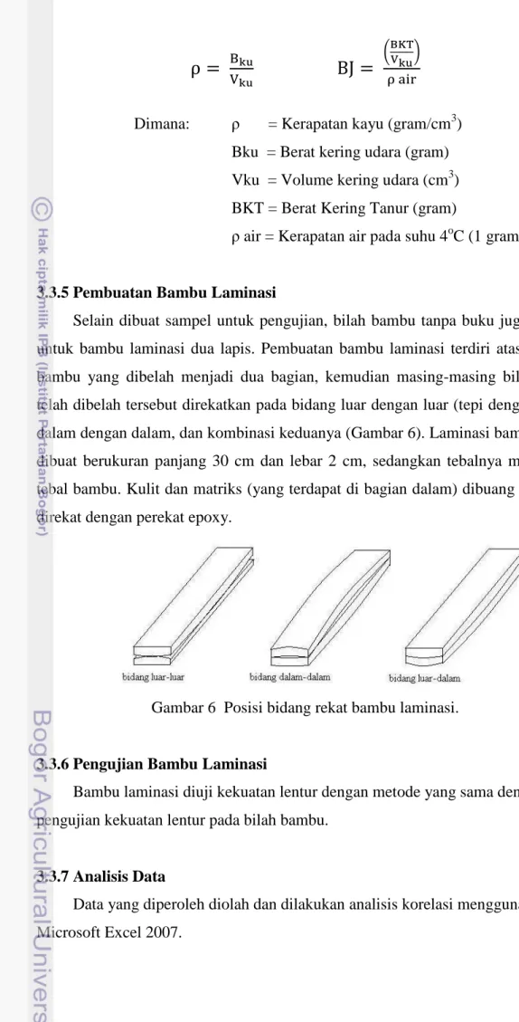 Gambar 6  Posisi bidang rekat bambu laminasi. 