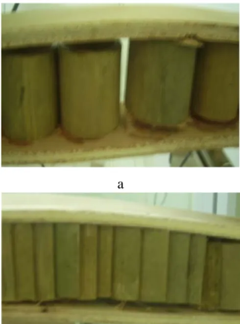 Tabel 4. Hasil Perbandingan Rata-Rata Perlakuan  Pola Peletakan Bambu Terhadap MOE  dan MOR Pada Panel Sandwich 