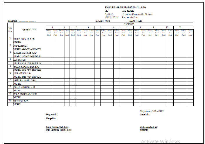 Gambar 4.9 Daftar Hadir  Sumber : TK Al Hamid 